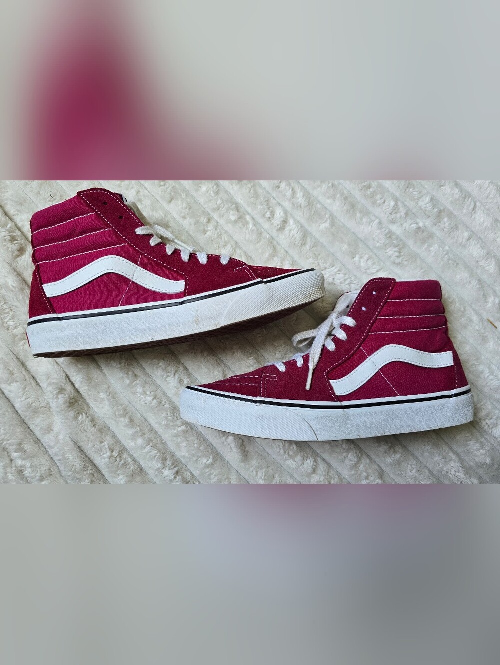 Vans Sk8-Hi Maroon Pink Magenta High Top Skate Shoes Womens Size 9.5